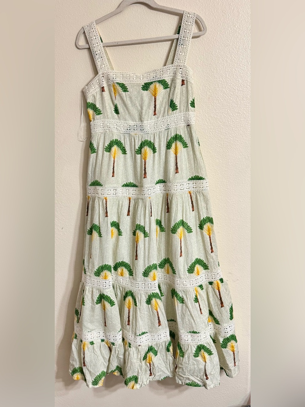 NWT Calypso St Barth Palm Tree Crochet Lace Tiered Maxi Dress M - Picture 2 of 7
